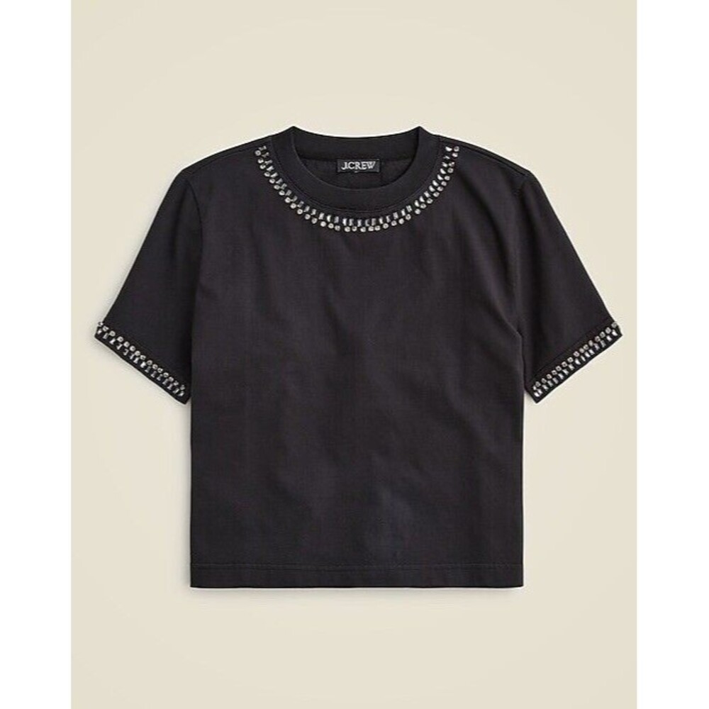 J.Crew Relaxed crystal-embellished cropped T-shirt in heavy jersey New Size XXS